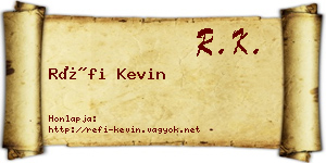 Réfi Kevin névjegykártya